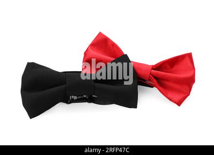 Different stylish bow ties on white background Stock Photo