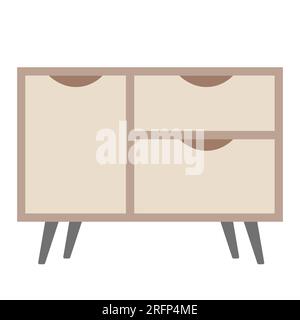 Bedside table or nightstand, interior design element for living room or cabinet, flat vector illustration Stock Vector