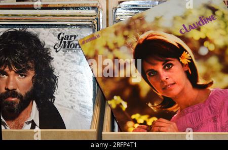 A copy of the 1967 record album, 'Claudine,' by singer Claudine Longet for sale in an antique shop in Abingdon, Virginia. Stock Photo