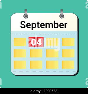 calendar vector drawing, date September 04 on the page Stock Vector