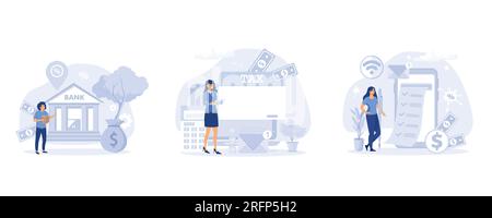 Taxation set. Financial management concept. flat modern vector illustration Stock Vector