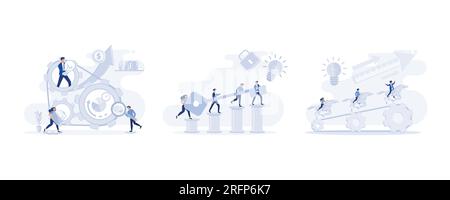 Business people working together in team, the concept of teamwork, Creative Idea Teamwork Concept. set flat modern vector illustration Stock Vector