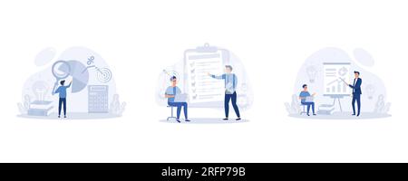 business planning, target, business workflow, time management, planning, task app, teamwork, meeting, set flat vector modern illustration Stock Vector