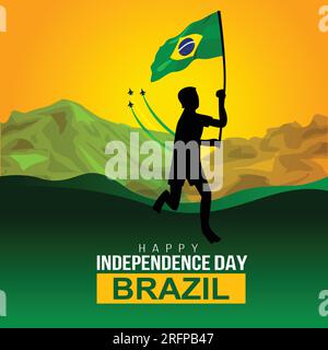 Independence Day Brazil Banner Illustration People: vetor stock (livre de  direitos) 1134245717