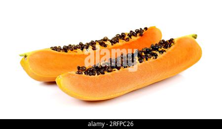 TWO pieces of sweet orange and one piece of Papaya isolated on white  background 9695160 Stock Photo at Vecteezy