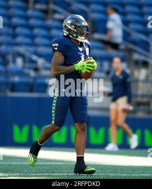 Seattle Seahawks wide receiver D'Wayne Eskridge makes a catch during NFL  football practice Tuesday, June 15, 2021, in Renton, Wash. (AP Photo/Ted S.  Warren Stock Photo - Alamy