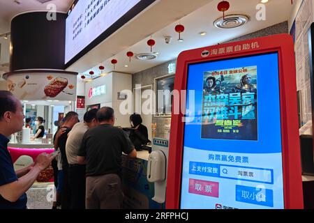 Shanghai, China. 05th Aug, 2023. Audiences prepare to watch The movie Meg 2: The Trench at a cinema in Shanghai, China, August 4, 2023. (Photo by Costfoto/NurPhoto) Credit: NurPhoto SRL/Alamy Live News Stock Photo