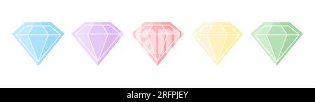 Set of multicolored gemstones isolated on white background. Vector illustration in flat style Stock Vector