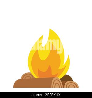 vintage Hipster bonfire Campfire logo badge label vector illustration on  dark background. Crossed logs of wood and fire flame Classic badge Stock  Vector Image & Art - Alamy
