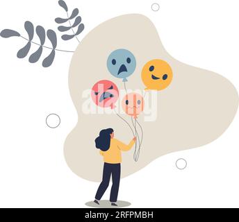 Emotional control and self regulation, stressed management or mental health awareness, feeling and expression concept.flat vector illustration. Stock Vector