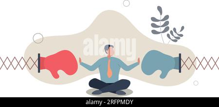 Conflict management, leadership skill to compromise and solving argument problem, negotiation or stop fighting concept.flat vector illustration. Stock Vector