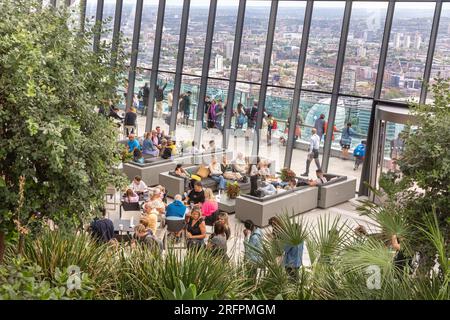 The Sky Garden observation deck, roof garden and bars on top of the Walkie Talkie building, 20  Fenchurch Street, London Stock Photo