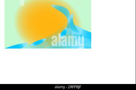 Texture of transparent blue abstract volumetric fashionable magic light air cosmic circles, drops, splashes, waves against a gradient sun background a Stock Vector