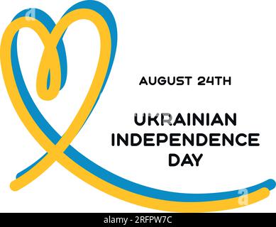 Vector Illustration of Ukraine Independence Day. Ribbon in the shape of a heart Stock Vector