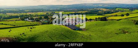 Aerial photo of Tandle Hill country park in Royton, Oldham. Manchester England. Stock Photo