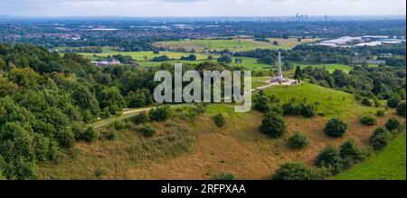 Aerial photo of Tandle Hill country park in Royton, Oldham. Manchester England. Stock Photo