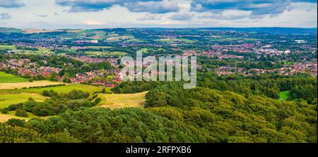 Aerial photo of Tandle Hill country park in Royton, Oldham. Manchester England. Stock Photo