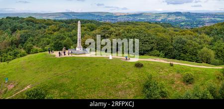 Aerial photo of Tandle Hill country park in Royton, Oldham. Manchester England. Stock Photo