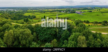 Aerial photo of Tandle Hill country park in Royton, Oldham. Manchester England. Stock Photo