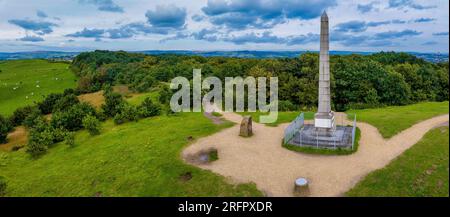 Aerial photo of Tandle Hill country park in Royton, Oldham. Manchester England. Stock Photo