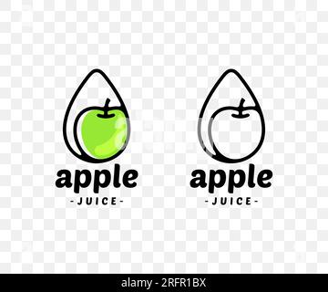 Apple, apple juice, apple in a drop, graphic design. Fruit, drink, food, beverage, juicy and drinking, vector design and illustration Stock Vector