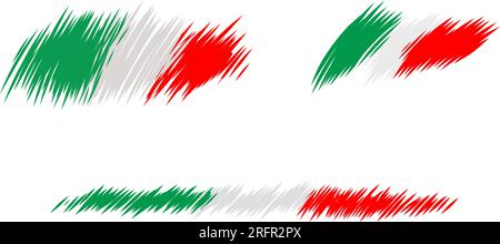 Italian flag in sketch style. vector set Stock Vector