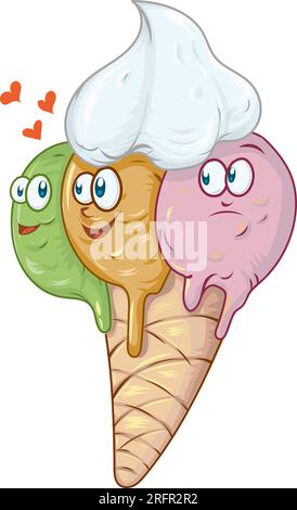 Cute Ice Cream Cartoon. vector illustration Stock Vector