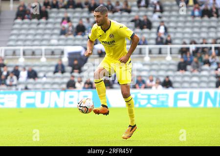 Villarreal's Santi Comesana during the Sela Cup match between OCG Nice and Villareal CF at St. James's Park, Newcastle on Saturday 5th August 2023. (Photo: Michael Driver | MI News) Credit: MI News & Sport /Alamy Live News Stock Photo