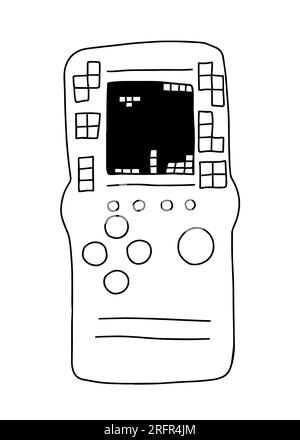 Hand drawn brick game console Stock Vector