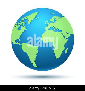 3d Colored Globe Word Map Emblem Isolated on White Background. Vector illustration Stock Vector