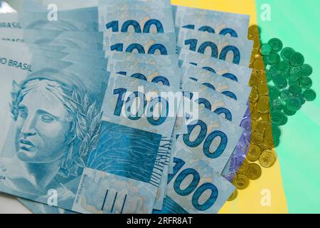 Money from Brazil, brazilian currency. Detail close up shot Stock Photo -  Alamy