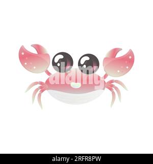 Kawaii cute crab vector illustration. Sea creatures ilustration Stock Vector