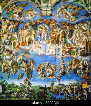 The Last Judgement, Michelangelo. Fresco painting circa 1536 Stock Photo