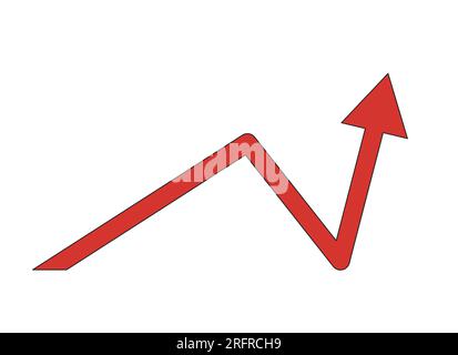 Growing arrow up flat line color isolated vector object Stock Vector
