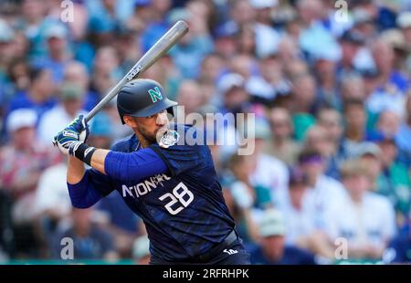 American League's Marcus Semien, of the Texas Rangers, during the MLB  All-Star baseball game against the National League in Seattle, Tuesday,  July 11, 2023. (AP Photo/Lindsey Wasson Stock Photo - Alamy