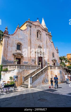 Façade of the Church of San Giuseppe on Piazza IX Aprile in Taormina, Sicily, Italy Stock Photo