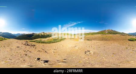 360 degree panoramic view of 360 equirectangular photo Independence Pass Continental Divide Twin Lakes Colorado