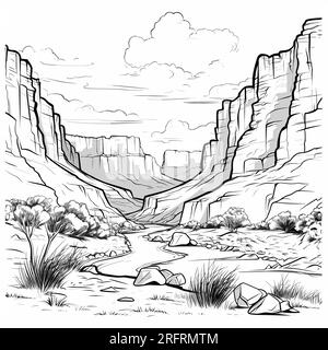 Grand Canyon hand-drawn comic illustration. Grand Canyon. Vector doodle style cartoon illustration Stock Vector