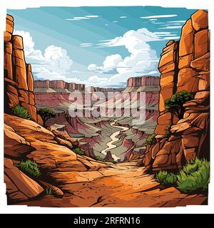 Grand Canyon hand-drawn comic illustration. Grand Canyon. Vector doodle style cartoon illustration Stock Vector