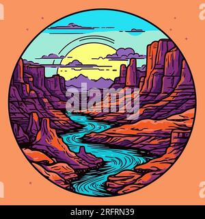 Grand Canyon hand-drawn comic illustration. Grand Canyon. Vector doodle style cartoon illustration Stock Vector