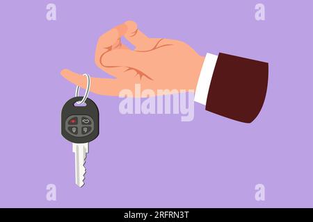 Cartoon flat style drawing keychain with key ring, two keys and pendant ...