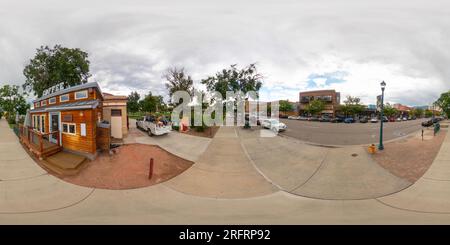 360 degree panoramic view of Colorado Springs, CO, USA - July 26, 2023: 360 photo of Story Coffee Company Colorado Springs