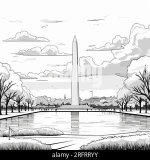 Washington Monument hand-drawn comic illustration. Washington Monument ...