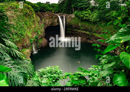 Long exposure of Wailuku falls on Big Island Hawaii Stock Photo