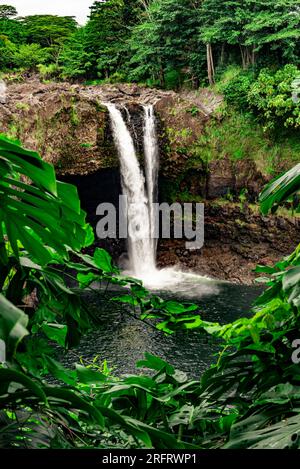 Wailuku falls and lush vegetation Stock Photo