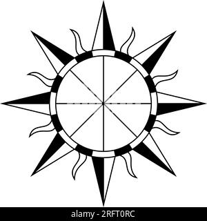 Compass rose vector with eight wind directions and German East description.  Wind Rose with 360 degree scale and abstract chess pattern ball Stock  Vector Image & Art - Alamy