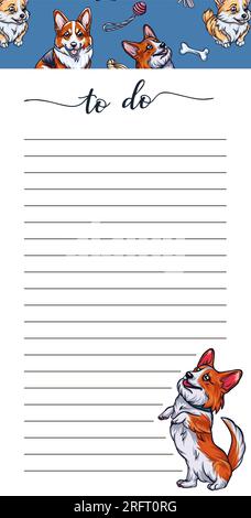 Stylish To Do List and Shopping list set in vector. Lovely Pet Shop  background. Pet Shop organizer. Empty place for notes and wishes. Stock Vector