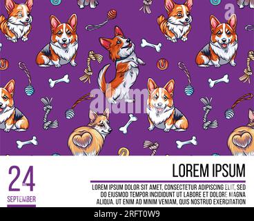 Pet Shop Web Banner Design with Toys and Accessory Vector Template Stock Vector