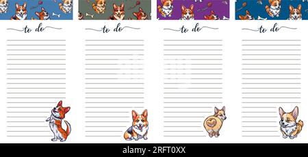 set Stylish To Do List and Shopping list set in vector. Lovely Pet Shop  background. Pet Shop organizer. Empty place for notes and wishes. Stock Vector