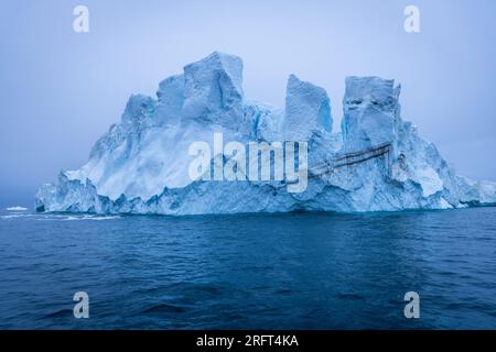 Giant icebergs in Disko Bay north of Arctic Circle, near Ilulissat Icefjord, Greenland Stock Photo